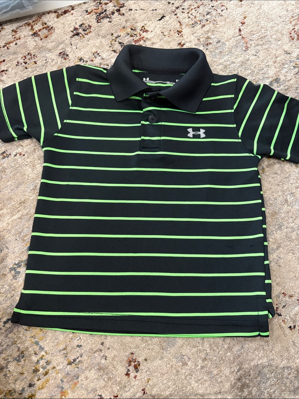 Under Armour Black Polo with Lime Green Stripes